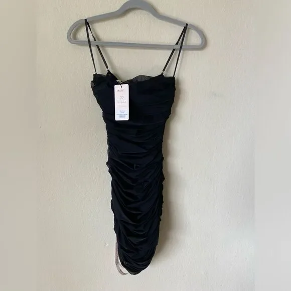NWT House of Cb Ella Mini Black Dress Size XS
